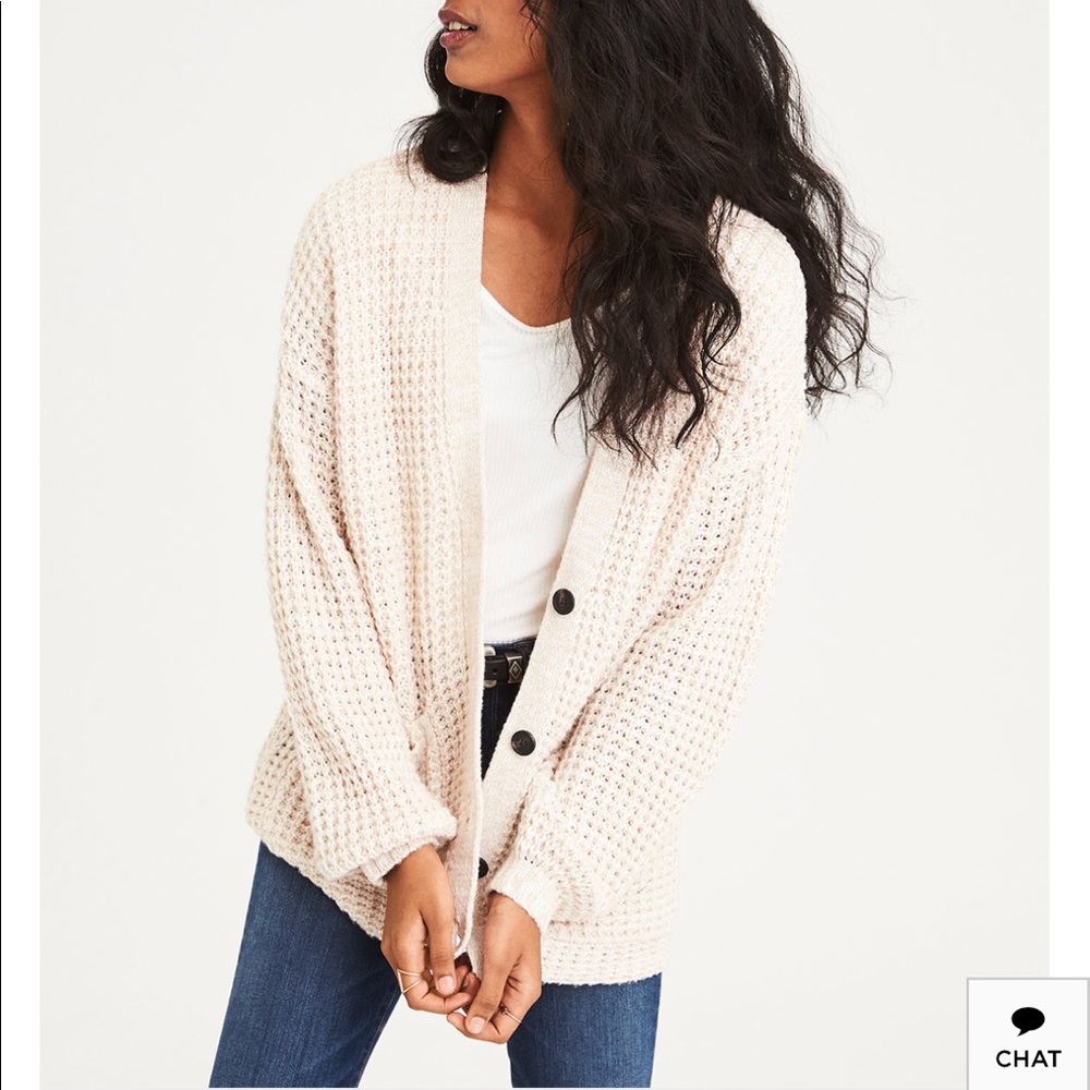 American Eagle Waffle Knit Cardigan Sweater